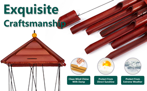 Carillons à <span class=keywords><strong>vent</strong></span> créatifs faits à la main en <span class=keywords><strong>bambou</strong></span> de 41 pouces, finition naturelle, forme irrégulière, décoration de jardin, de maison et d'extérieur - Product Image 5