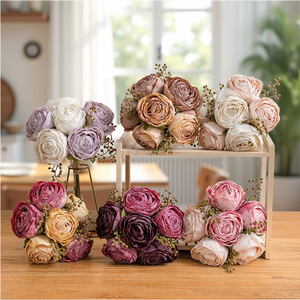 باقة ورد صناعي أنيقة وعصرية مصنوعة يدويًا لتزيين غرفة المعيشة وترتيبات الزهور في حفلات الزفاف - Product Image 4