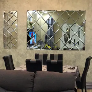 Full Length Mirror Tiles Glass Frameless Wall Mirror for Home Gym Bedroom Door & Bathroom