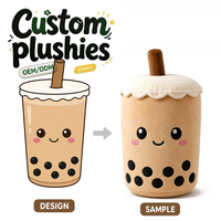 Coussin en peluche personnalisé en forme de tasse de thé aux perles Boba Milk Tea avec paille et perles
