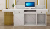 Bureau de réception moderne, haut, pas cher, en bois haute densité, réglable en hauteur, avec tiroirs et rangements, personnalisable pour salon de beauté, hôtel