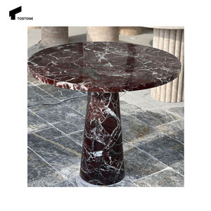 Tostone <span class=keywords><strong>Vintage</strong></span> <span class=keywords><strong>Rosso</strong></span> lucido Levanto <span class=keywords><strong>tavolo</strong></span> rotondo in marmo per Hotel appartamento casa soggiorno decorazione cucina - Product Image 4