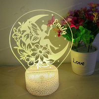 Fée bébé fille cadeau naissance acrylique veilleuse personnalisé enfants anniversaire baptême cadeau princesse pépinière lampe lampe de table