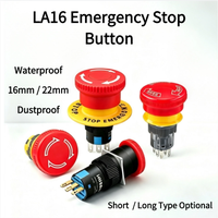 Bouton d'arrêt d'urgence en vrac, 16 mm, tête champignon rouge, à verrouillage avec broche plaquée argent pour intégrateur de panneaux