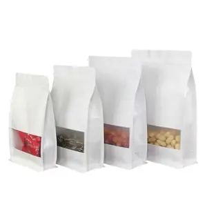 Wholesale Zip Lock Portable Resealable Square Flat Bottom Food Smell Proof Pouch Zipper Mylar Bag With Clear Window