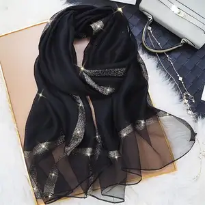 Hot Sale Fashion Custom Made Long Korean Style Silky Scarf For Women