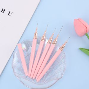 Pinceau à manche métallique rose pour nail art, à poils plats en nylon, pour dessin fin et détails floraux - Product Image 2