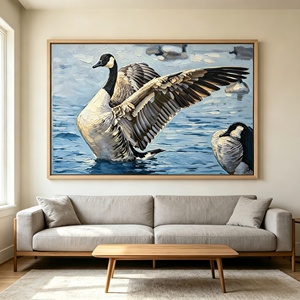 <span class=keywords><strong>Peinture</strong></span> à l'huile artisanale d'<span class=keywords><strong>oie</strong></span> du Canada sur toile avec cadre, imperméable et écologique, grande œuvre d'art murale pour hôtel et salon - Product Image 3