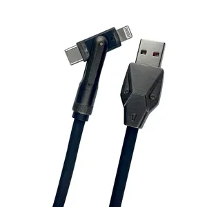 Multi Lader Snel Opladen Usb Kabel 2 In 1 Kabel 360 Graden Roterende Type-C Micro-Usb Connectoren Voor Mobiele Telefoons