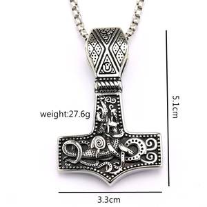 Thor's Hammer Pendant Stainless Steel Double Sided Necklace Men Gift Fashion Jewelry - Product Image 5