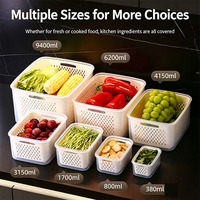 5 Contenants à Fruits Modernes de Grande Taille pour Réfrigérateur, Étanches, en PP+Silicone, avec Passoire Amovible, Compatibles Lave-Vaisselle et Micro-ondes