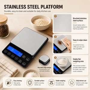 Factory Direct LCD Display <b>Timer</b> Tare PCS Unit stainless steel electronic <b>digital</b> food weighing <b>kitchen</b> scale balance cuisine - Product Image 4