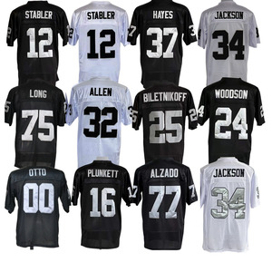 Nuevas Camisetas de Fútbol Americano Cosidas 2026, 34 Bo Jackson, 75 <span class=keywords><strong>Howie</strong></span> Long, 12 Stabler, 25 Biletnikoff, 16 Plunkett - Product Image 1