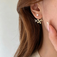 Anting Tusuk Bunga Batu Mata Kucing Wanita Model Gantung Mutiara Imitasi Dengan Kristal Anting Bunga