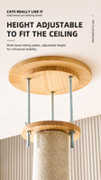 2026 Arbre à chat de luxe multi-niveaux du sol au plafond, hauteur réglable, en bois massif, avec maisonnette et villa pour chat, mobilier pour animaux de compagnie