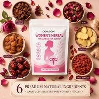 Sachets de thé au gingembre et au sucre roux à faible MOQ, 6 herbes, rose, goji, dattes rouges, longane, boisson à base de plantes pour réchauffer l'utérus des femmes, prix de gros