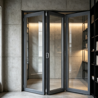 Portes pliantes en aluminium robuste à double vitrage, portes patio pliantes insonorisées, résistantes aux ouragans, portes pliantes scellées EPDM