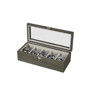 Caja de Madera Gris de Lujo Rectangular Ecológica Hecha a Mano de Alta Calidad para Almacenamiento de 5 Relojes, Organizador de Relojes, Exhibidor para Coleccionistas - Product Image 3