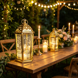Lampe en métal Ramadan 641268, Ormanant, 14,5*29,5 cm, lumière LED, accessoire de fête, fournitures Ramadan - Product Image 6