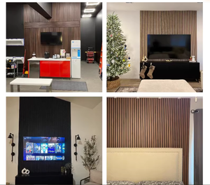 Panneau acoustique en bois à lattes en fibre de polyester MDF, placage pour décoration murale intérieure de bureau et maison, design graphique DIY - Product Image 5