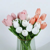 Bouquet de mini-tulipes artificielles les plus vendues, toucher réel PU, pour mariage, colorées et festives pour Noël ou la Saint-Valentin