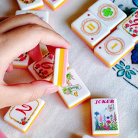 Jeu de tuiles de Mahjong classique américain Resort Gardens pour 4 joueurs, luxe, fleurs roses et oranges, jeu botanique, divertissement familial