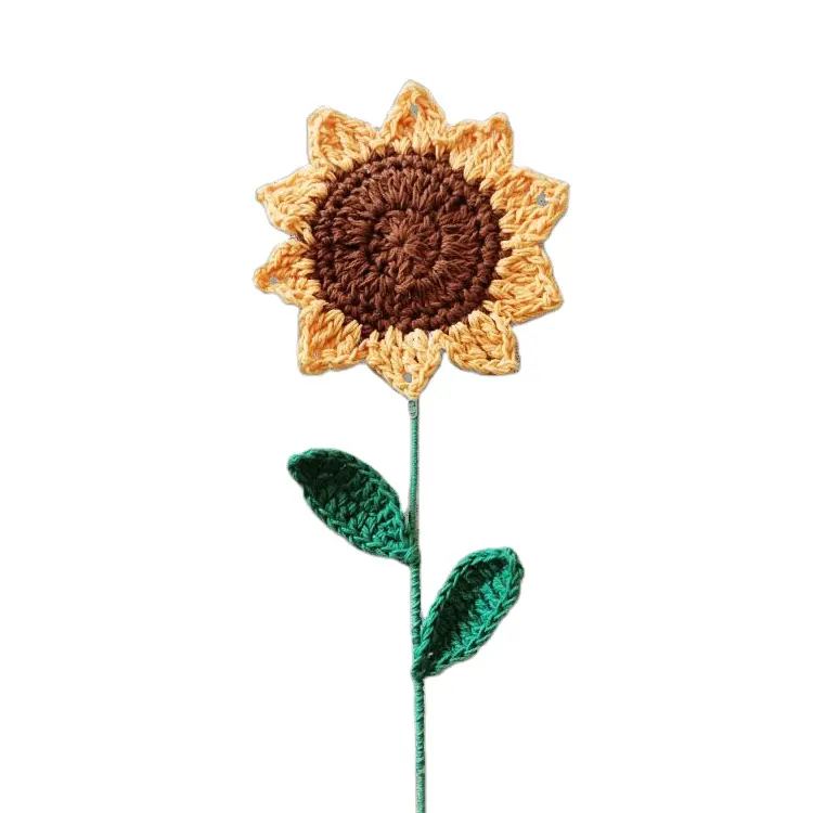 थोक हस्तनिर्मित उत्पादों Crochet सूरजमुखी Crochet फूल हाथ हुक फूल/कृत्रिम फूल