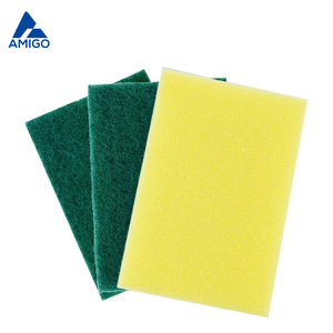 Amigo Kitchen Cleaning Sponge <b>Block</b> Thickened High Density Green Yellow 3 Piece Pack For Pots And Pans - Product Image 2
