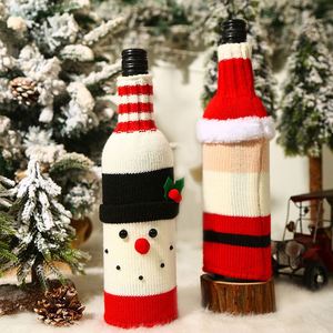 Housses de bouteille de vin en lin avec col en fourrure, décorations pour la maison, cadeaux de Noël, décorations de Noël - Product Image 3