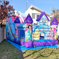 Château gonflable de princesse gonflable de glissière de dessin animé géant de glissière gonflable de princesse rose et pourpre commerciale pour des enfants