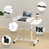 Moderner Höhenverstellbarer Klappbarer Laptop-Tisch Beweglicher Tragbarer Kleiner Computertisch mit Pad-Halterung/Getränkehalter und Rollen