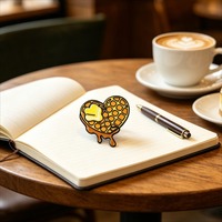 Broche en émail en forme de gaufre, mignonne broche alimentaire en alliage de zinc avec beurre et sirop
