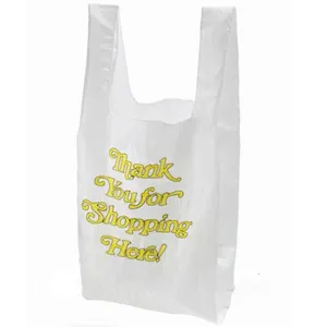 ロゴ付きショッピングプラスチックTシャツバッグエコフレンドリーカスタムプラスチック食料品トートバッグメーカー卸売