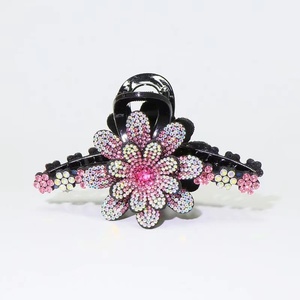 Pinza para el pelo de 2 capas para mujer, adornos para el pelo de flores con diamantes de imitación ostentosos, pinzas para el pelo, coleta para La Cabeza trasera - Product Image 4