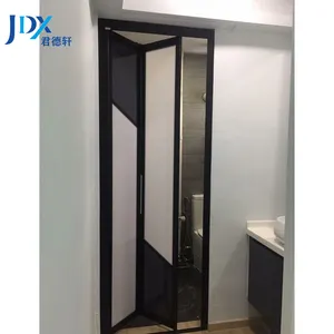 Звукоизолированные алюминиевые дешевые патио складные двери стеклянные бескаркасные складные стеклянные двери туалета складные двери
