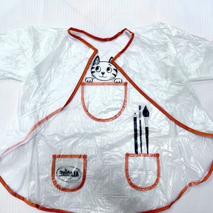 Bavoir bébé en <span class=keywords><strong>plastique</strong></span> PVC imperméable à l'eau alimentation tabliers à manches longues Logo personnalisé dessin animé mignon vinyle enfants <span class=keywords><strong>tablier</strong></span> avec poches enfants - Product Image 2