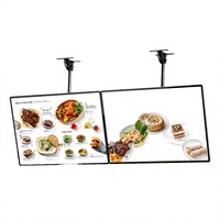 Boîte à lumière décorative rectangulaire suspendue en verre trempé ultra fin LED 4014 avec cadre en aluminium or, noir, argent
