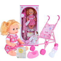 Poupée en vinyle de 14 pouces de haute qualité pour la vente en gros, accessoires de poupée, chariot de poupée avec yeux 3D