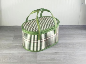 Cesta <span class=keywords><strong>de</strong></span> bambú no plegable, caja <span class=keywords><strong>de</strong></span> regalo portátil para el Año Nuevo Chino, cuadrada, para verduras, frutas, huevos y mariscos - Product Image 4