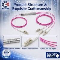 Splitter Serat Optik Multimode FBT Kexint High Performance 1x3 OM4 850nm 0.9mm Loose Tube Konektor LC/PC