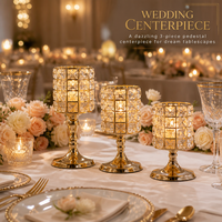 Candélabre en cristal pour table de banquet de mariage, porte-bougie en fil de fer, haute qualité, durable, moderne, doré, sans électricité