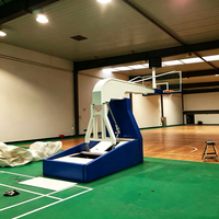 Support de basketball hydraulique portable, réglable en hauteur, avec panneau en verre trempé, cadre métallique robuste, pour extérieur