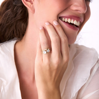 Bague élégante en argent sterling 925 plaqué rhodium avec double cristal ovale, vente en gros de bijoux LOZRUNVE