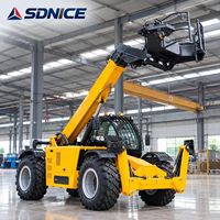 Chariot télescopique de 3 tonnes et 7 m avec déplacement latéral, fourche à nivellement automatique, attache rapide et caméra 360° pour usage en construction