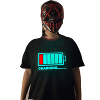 Nouveauté El Panneau Clignotant Led T-shirt Glow in the Dark El Panel T-shirt à lumière activée par la voix