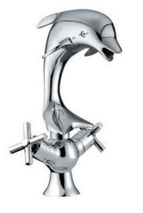 الحمام مزدوجة مقبض النحاس حوض صنبور دولفين الحيوان شكل صنبور حوض خلاط - Product Image 5