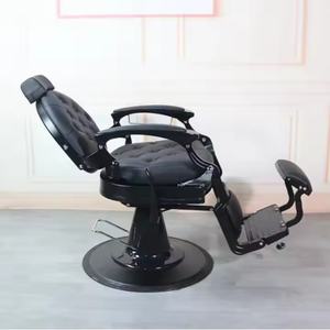 Luxury <b>Retro</b> Salon Hairdressing Barber <b>Chair</b> Hydraulic Hair Cutting Reclining Grooming Massage Leather Furniture for Gym Use - Product Image 4
