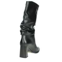 Bottes mi-mollet à bout pointu en cuir véritable pour femme Laura Biagiotti, noires, taille 41, talons épais