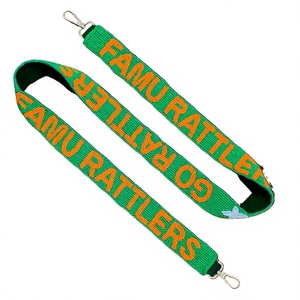 Correa de Tela Verde FAMU Rattlers con Texto Naranja en Relieve, Accesorio de Moda Ajustable para Bolsos - Product Image 1