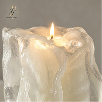 Bougie parfumée de luxe en cire de soja translucide, sculpture de glace, style art moderne, parfum d'ambiance pour la maison, article fini, marque privée, vente en gros